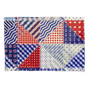Funda De Cojín Retro Patchwork Triángulos de Estilo Nautico