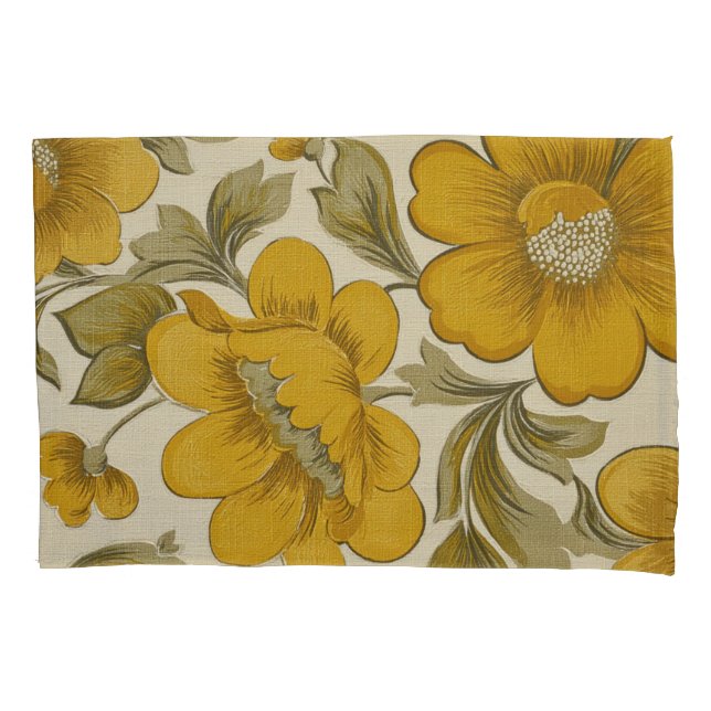 Funda De Cojín Retro Yellow Flower Garden Aesthetic (Anverso)