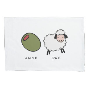 Funda De Cojín Retruécanos verdes olivas del amor de la oveja