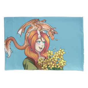 Funda De Cojín Reuniendo flores con un dragón