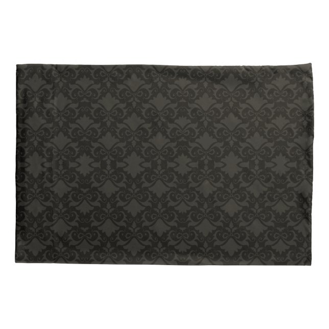 Funda De Cojín Revertir las curvas de damasco nocturnas (Reverso)