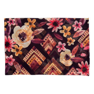 Funda De Cojín Rhombus acuarela: patrón geométrico floral.