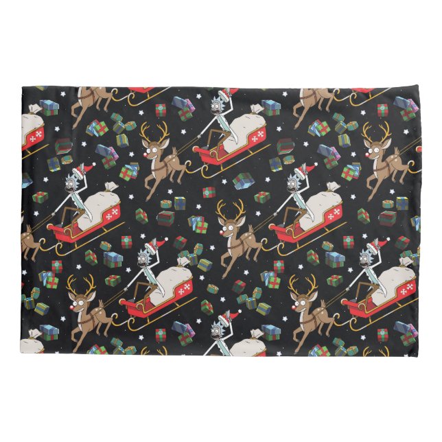 Funda De Cojín Rick y Morty | Patrón de renos de Navidad (Reverso)