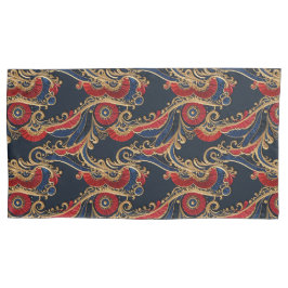 Funda De Cojín Ricos Rojos, Armados, Oro Floral Scroll