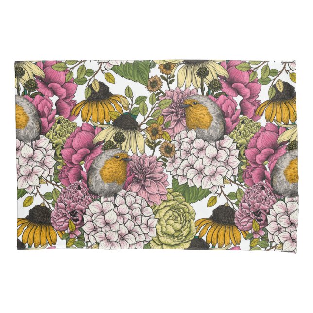 Funda De Cojín Robins en el jardín (Anverso-izquierdo)