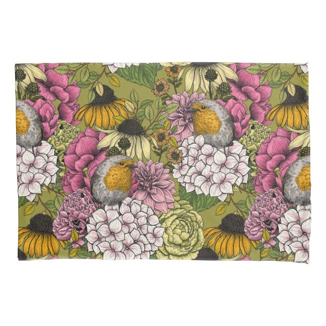 Funda De Cojín Robins en el jardín 2 (Anverso-izquierdo)