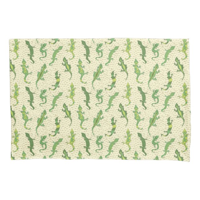 Funda De Cojín Rock Climbing Geckos en amarillo - patrón sin fisu (Anverso)