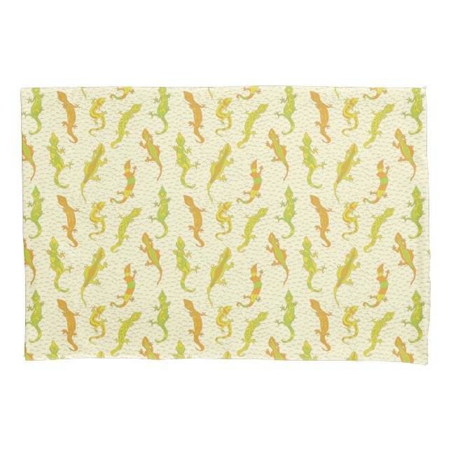 Funda De Cojín Rock Climbing Geckos en amarillo - patrón sin fisu (Anverso)