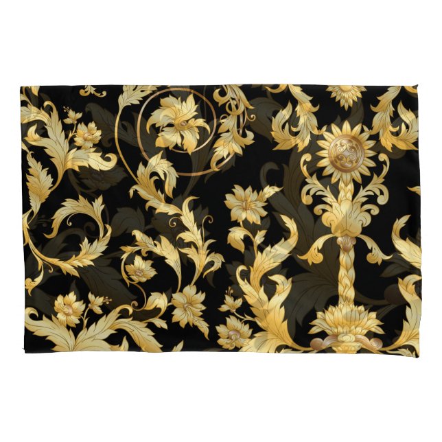 Funda De Cojín Rococo barroco, patrón floral victoriano. (Anverso)
