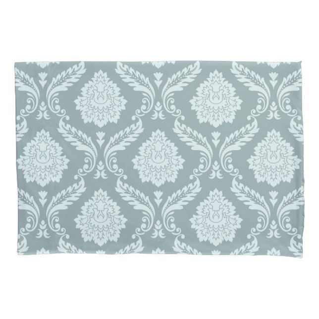 Funda De Cojín Rococo Damask Pattern Duck Egg Blue+Teal (Anverso)