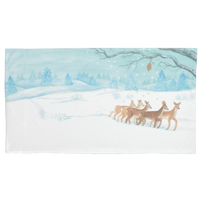 Funda De Cojín Roe Deers en invierno (Anverso)