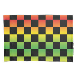 Funda De Cojín Rojo Amarillo Verde Rasta Ombre Checkerboard