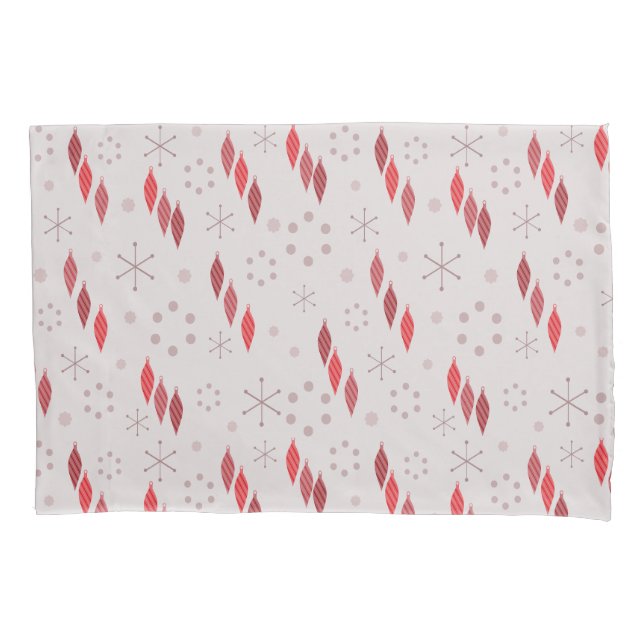 Funda De Cojín Rojo de invierno moderno de mediados de siglo (Anverso)