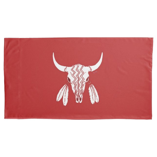 Funda De Cojín Rojo Fantasma Danza Búfalo king pillowcase (Anverso)