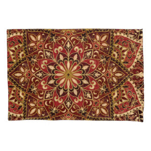 Funda De Cojín Rojo Oriental: Alfombra Floral Vintage