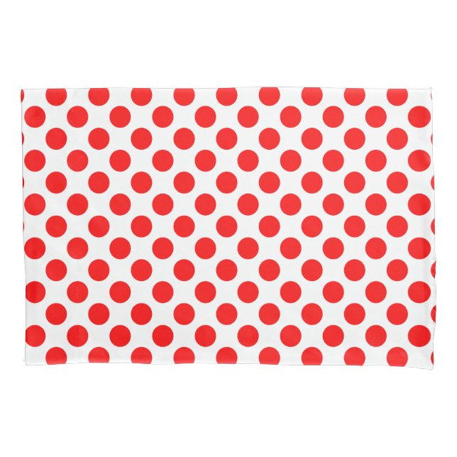 Funda De Cojín Rojo sobre puntos de polka de gran tamaño blanco (Anverso)