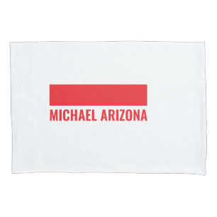 Funda De Cojín Rojo y Blanco Minimalista Simple Nombre Llano
