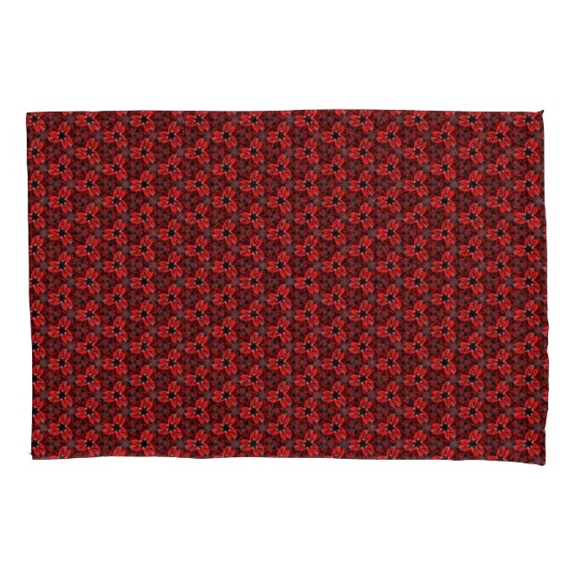 Funda De Cojín Rojo y Negro Floral Show Pillowcase (Anverso)
