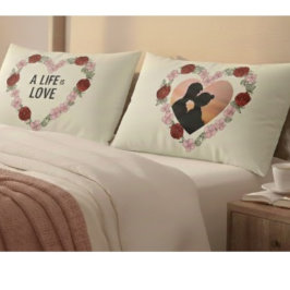 Funda De Cojín Romantic Personalised Pillowcase -  Photo & Text 