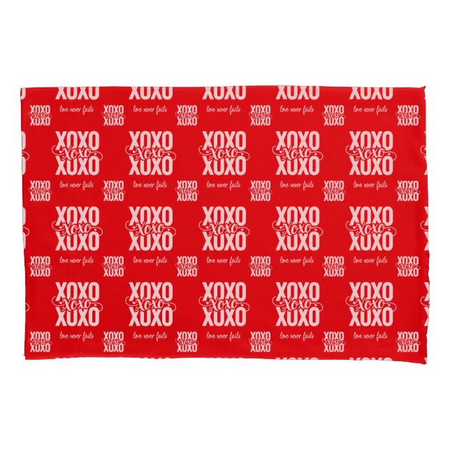 Funda De Cojín Romantic Red XOXO Love Never Fails Valentines (Anverso)