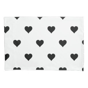 Funda De Cojín Romántico Corazón Blanco y Negro Perfecto para Par