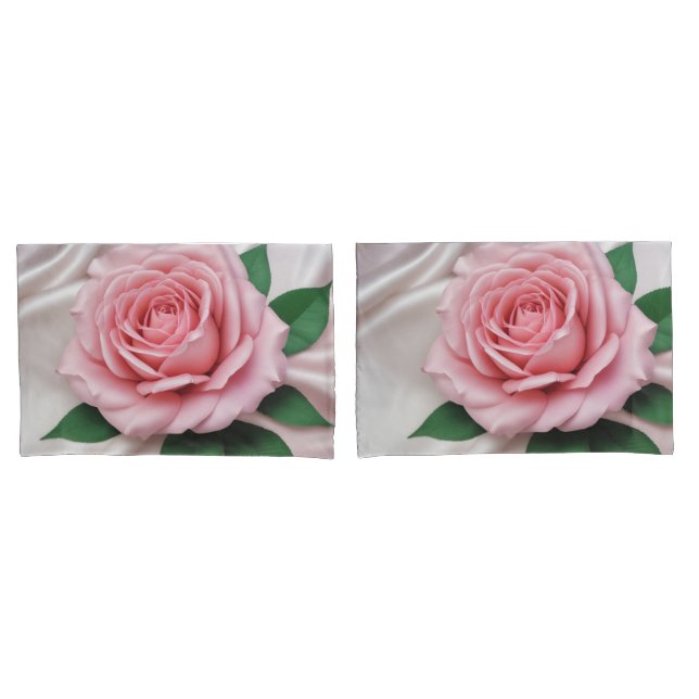 Funda De Cojín Rosa de almohada y seda (Anverso - Set)