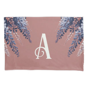Funda De Cojín Rosa de la Marina Monograma Wisteria Elegancia
