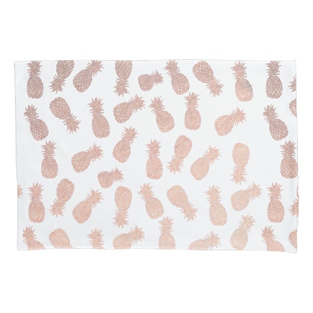 Funda De Cojín rosa de piñas de oro (Anverso)