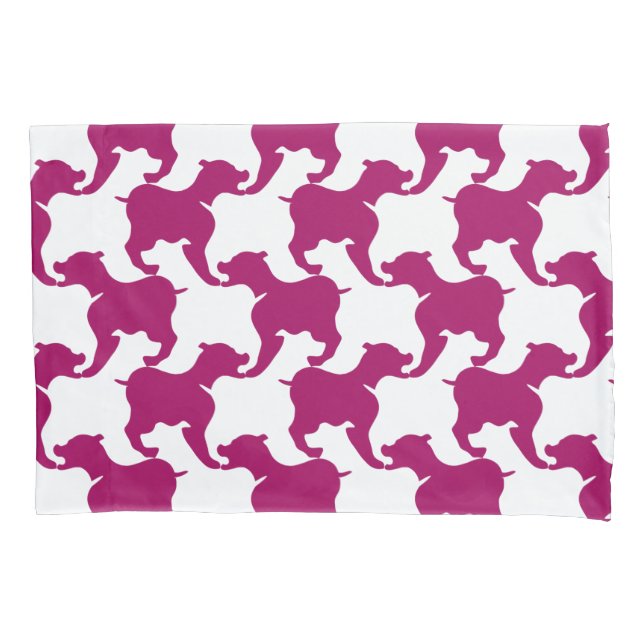 Funda De Cojín Rosa Faux Houndstoth Elija color Pillowcase (Anverso)