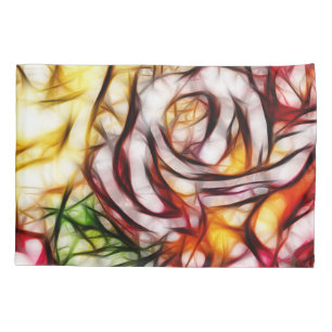 Funda De Cojín Rosa Floral Artística Resplandor Amarillo Abstract