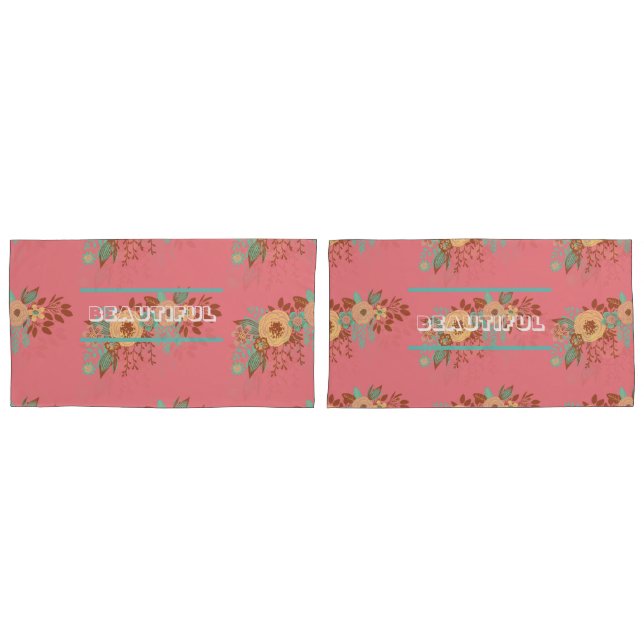 Funda De Cojín Rosa floral boho moderno (Anverso - Set)