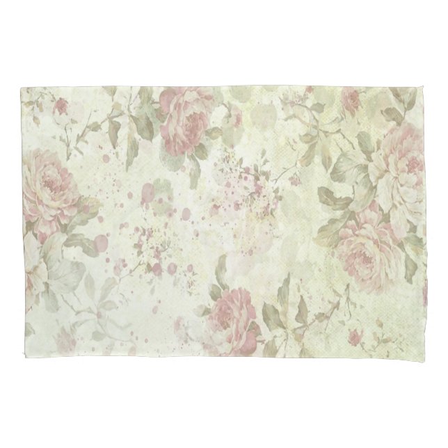 Funda De Cojín Rosa Floral Shabby Chic Rosa (Anverso)
