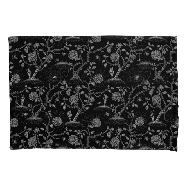 Funda De Cojín Rosa gótico y patrón óseo (Anverso)