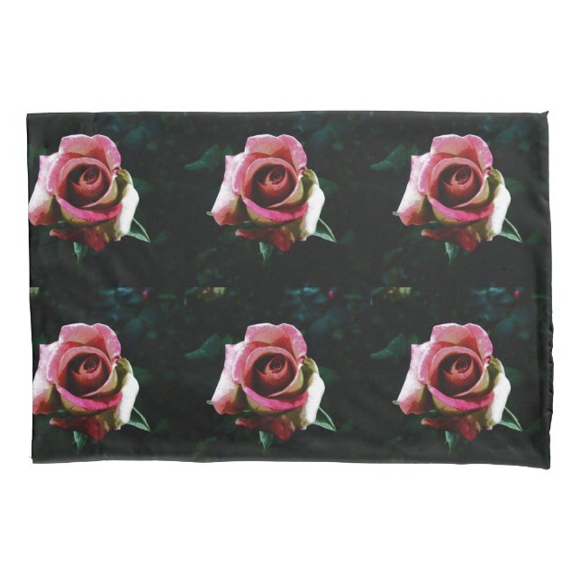 Funda De Cojín Rosa roja pintada al óleo (Anverso-izquierdo)