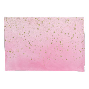 Funda De Cojín Rosa Rosado y Dorado Brillo Glam Elegante