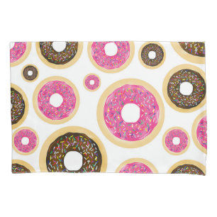 Funda De Cojín Rosado y marrón rocian donuts modernos de diversió