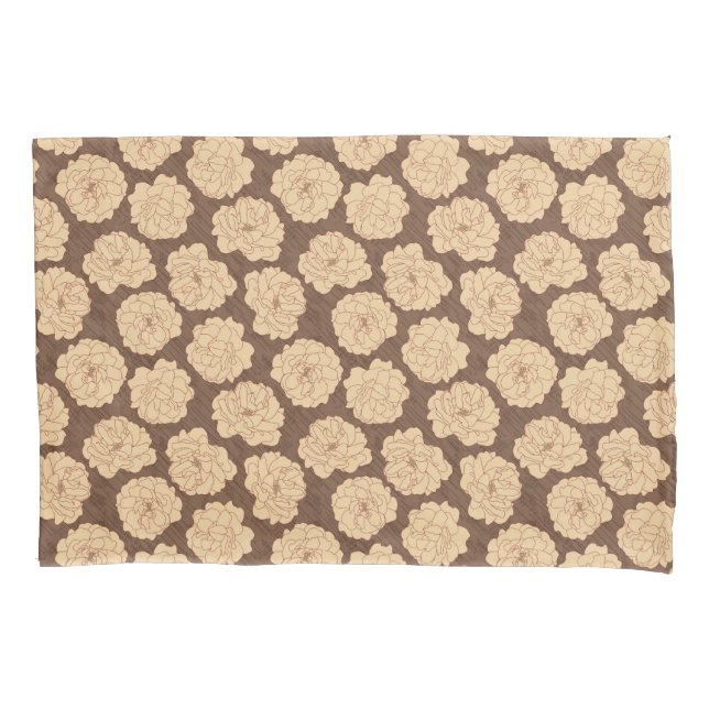 Funda De Cojín Rosas barrocos de nogal marrón - sin costuras. (Anverso)