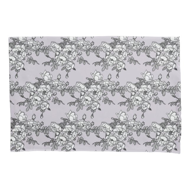 Funda De Cojín Rosas blancas pintadas en polvo rosa (Anverso)