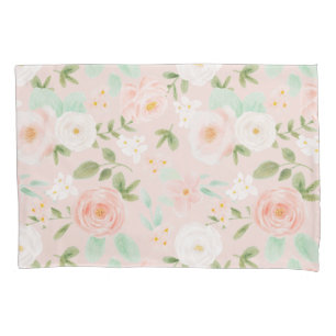 Funda De Cojín Rosas de acuarela florecen en rosa y rosa