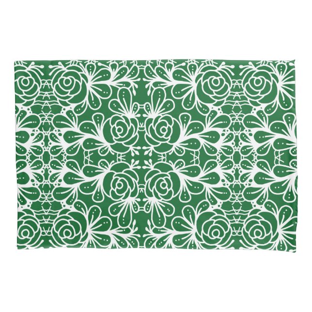 Funda De Cojín Rosas del doodler verde (Anverso)