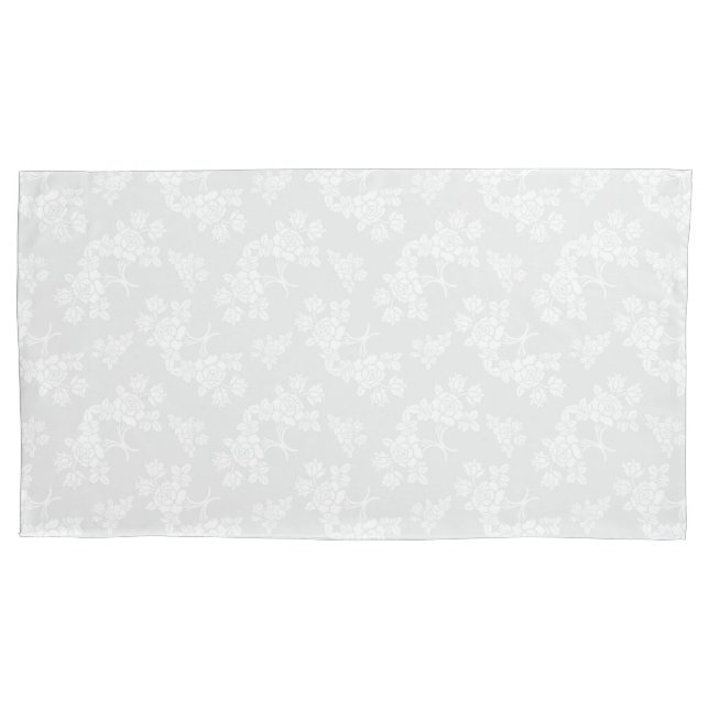 Funda De Cojín Rosas Patrón floral Blanco sobre gris claro cálido (Anverso)