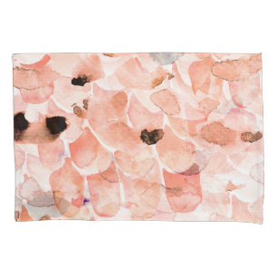 Funda De Cojín Rosas, peones y hojas, patrón de acuarela.