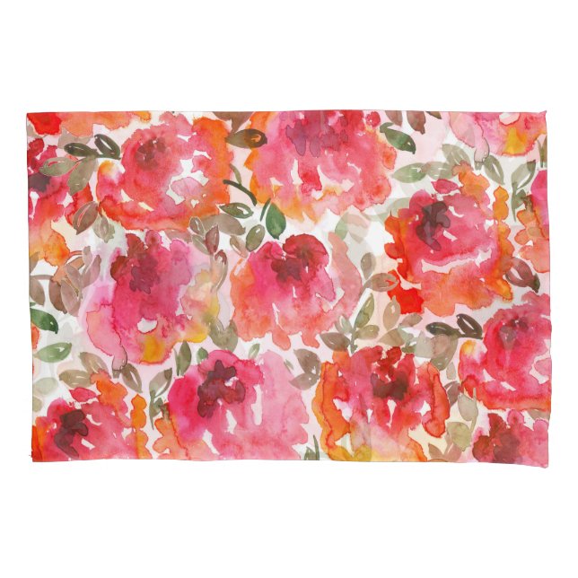 Funda De Cojín rosas rojas de Shabby, patrón sin costuras. (Anverso)