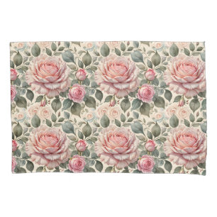 Funda De Cojín Rosas rosados Rubor y White Gibage