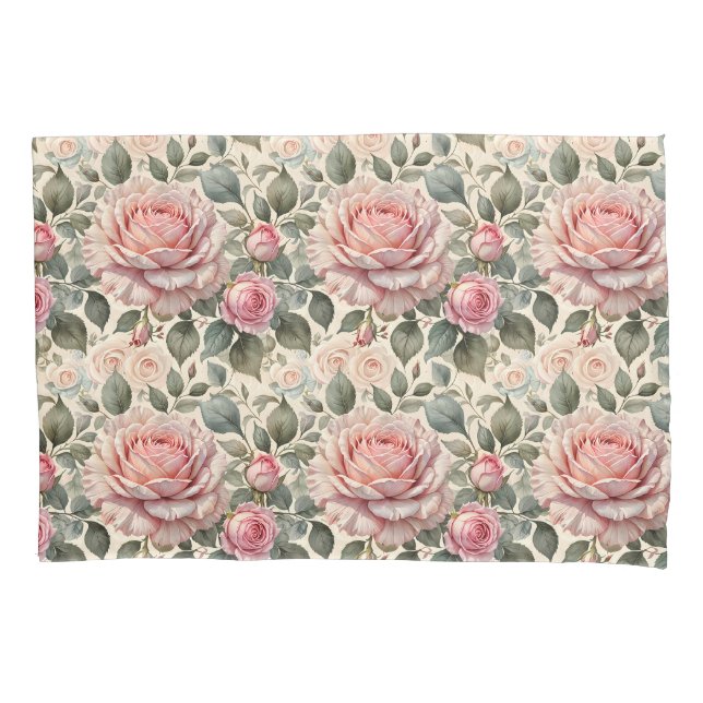 Funda De Cojín Rosas rosados Rubor y White Gibage (Anverso)