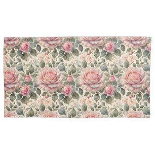Funda De Cojín Rosas rosados Rubor y White Gibage