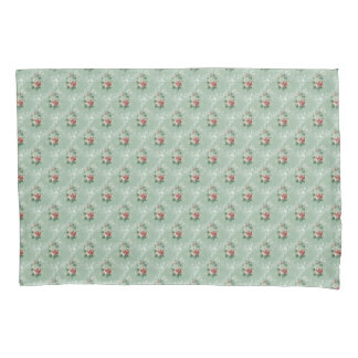 Funda De Cojín Rosas rosas rosadas vintage en verde sabio pastel