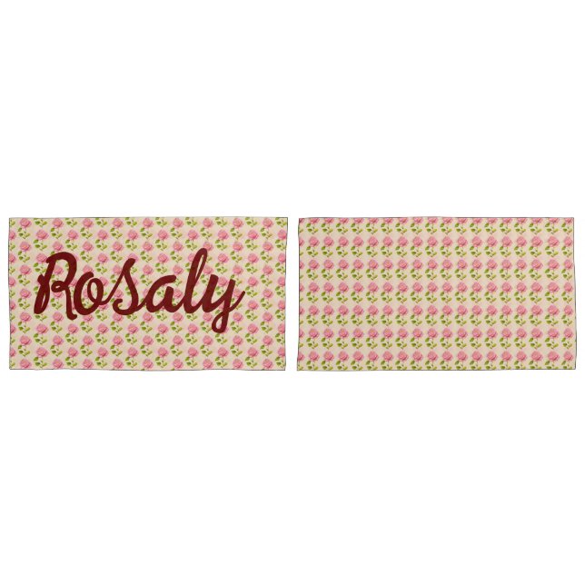 Funda De Cojín Rosen Muster rosa pink (Anverso - Set)