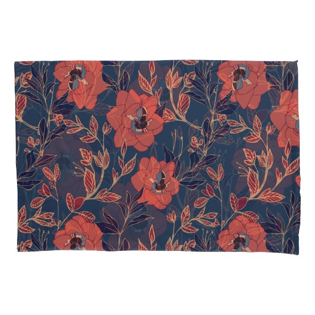Funda De Cojín Roses Roses Roses Peonies Fondo oscuro (Anverso)