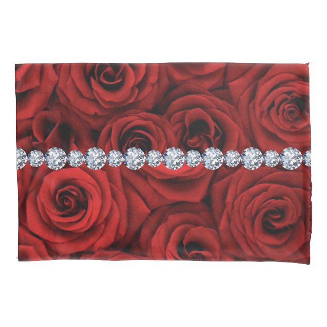 Funda De Cojín Roses Roses Roses Plata Diamantes Tamaño Estándar (Anverso)